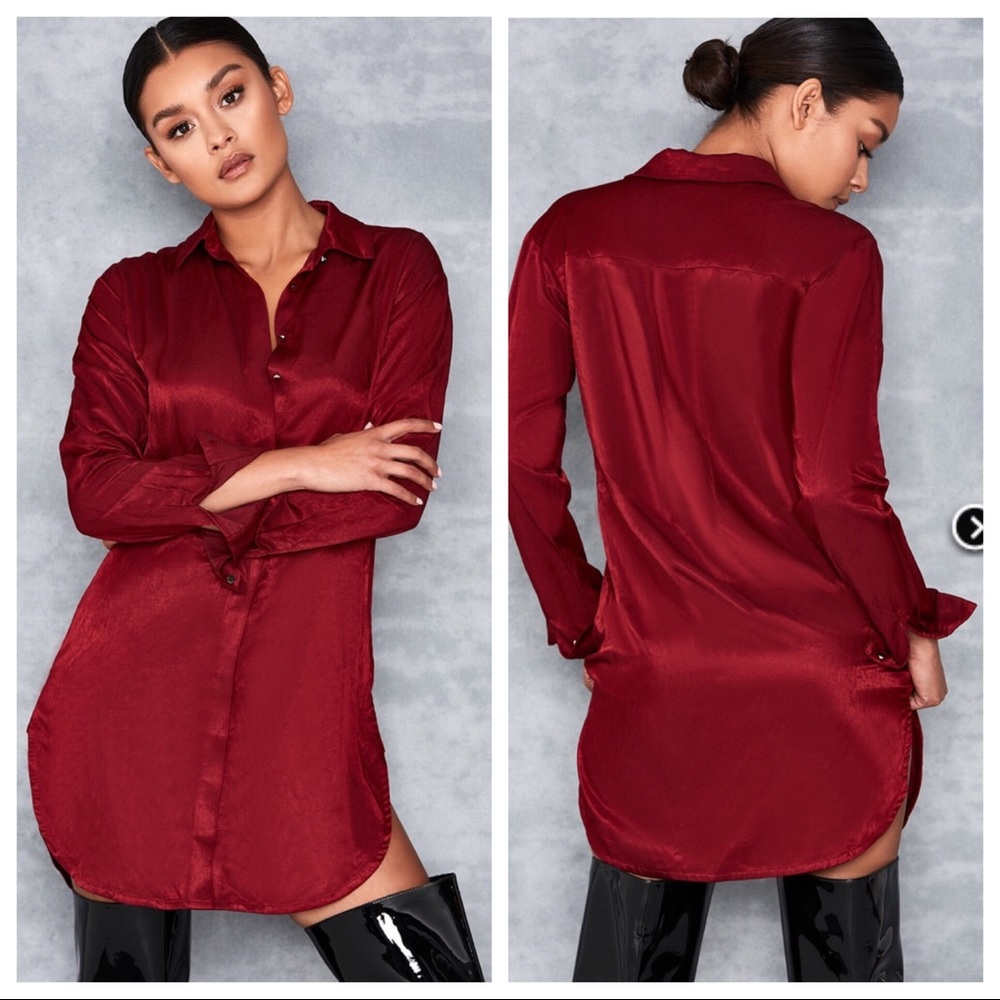 Brand new Burgundy Dipped Hem Shirt